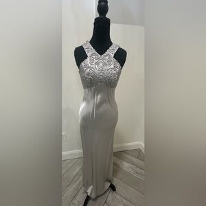 Steppin' Out Silver Embellished Prom Dress